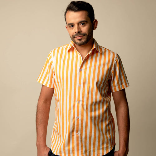 Sol de Janeiro – Yellow Striped Made to Order Men's Shirt | Handmade in Canada
