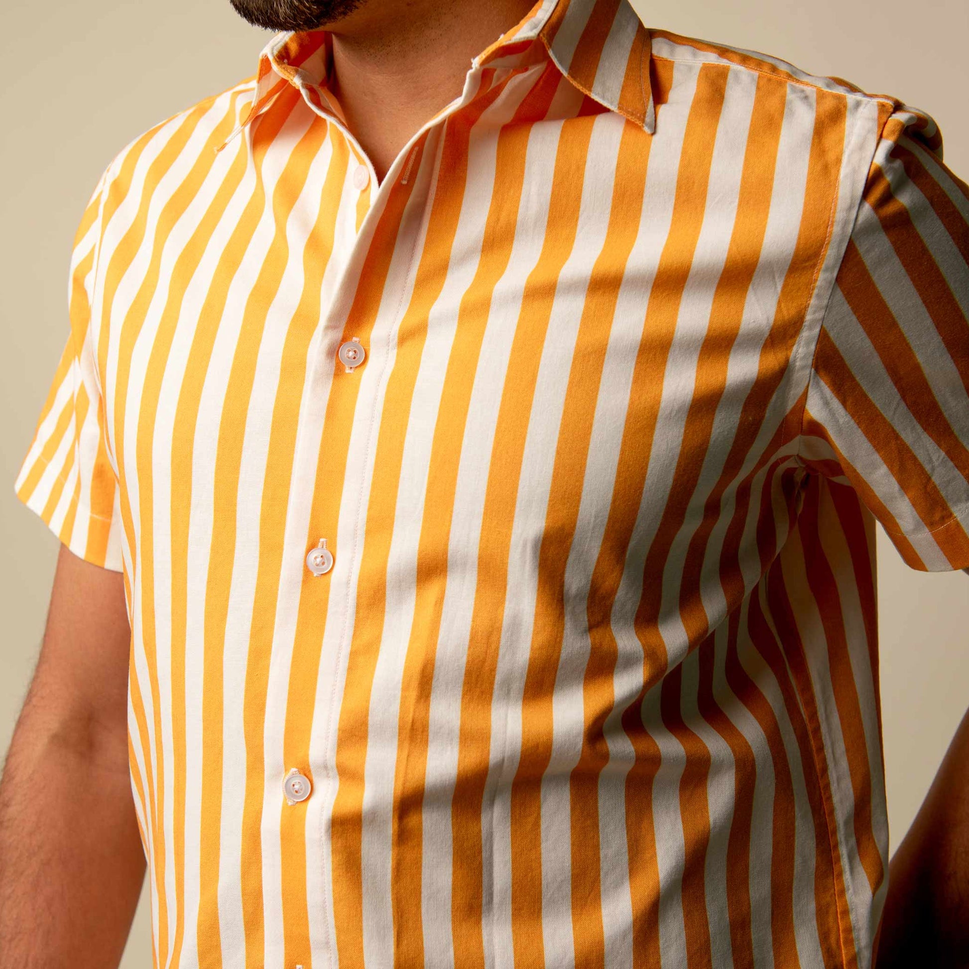 Sol de Janeiro – Yellow Striped Made to Order Men's Shirt | Handmade in Canada