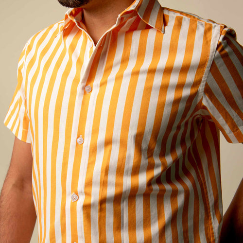 Sol de Janeiro – Yellow Striped Made to Order Men's Shirt | Handmade in Canada