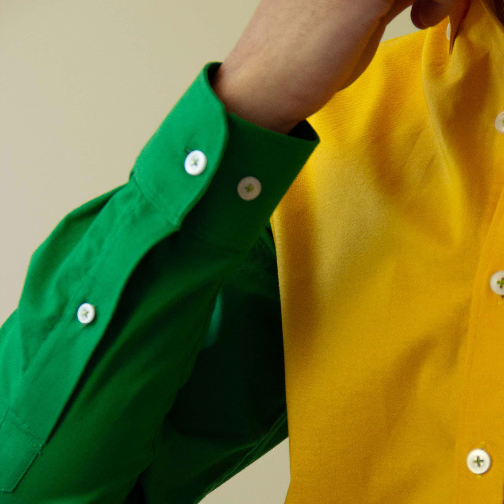Verde Ouro – Yellow and Green Made to Order Men's Long Sleeve Shirt | Limited Edition | Handmade in Canada